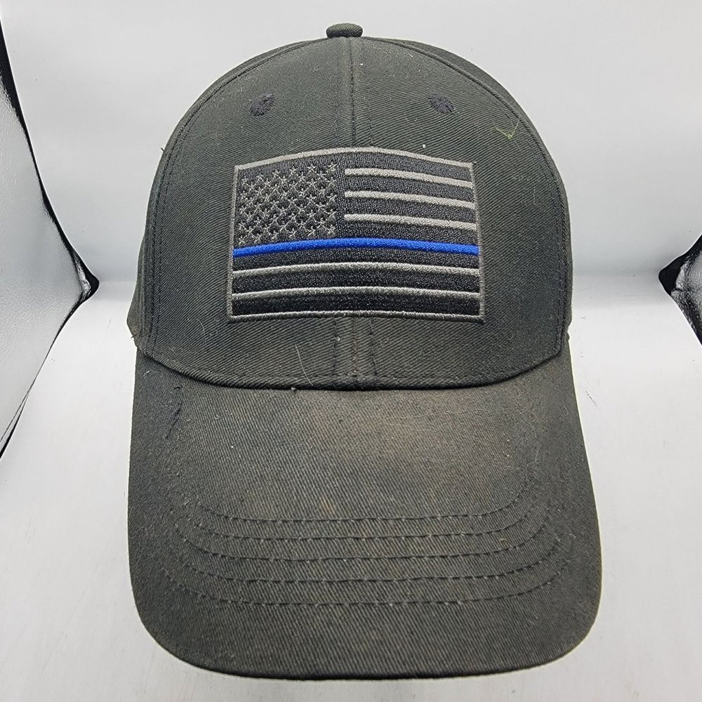 Maverix Hats Thin Blue Line American Flag Hat Adjustable Black Baseball Cap
